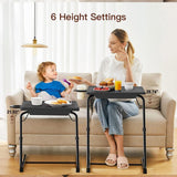 HUANUO Adjustable TV Tray Table - TV Dinner Tray on Bed & Sofa, Comfortable Folding Table with 6 Height & 3 Tilt Angle Adjustments (Black)
