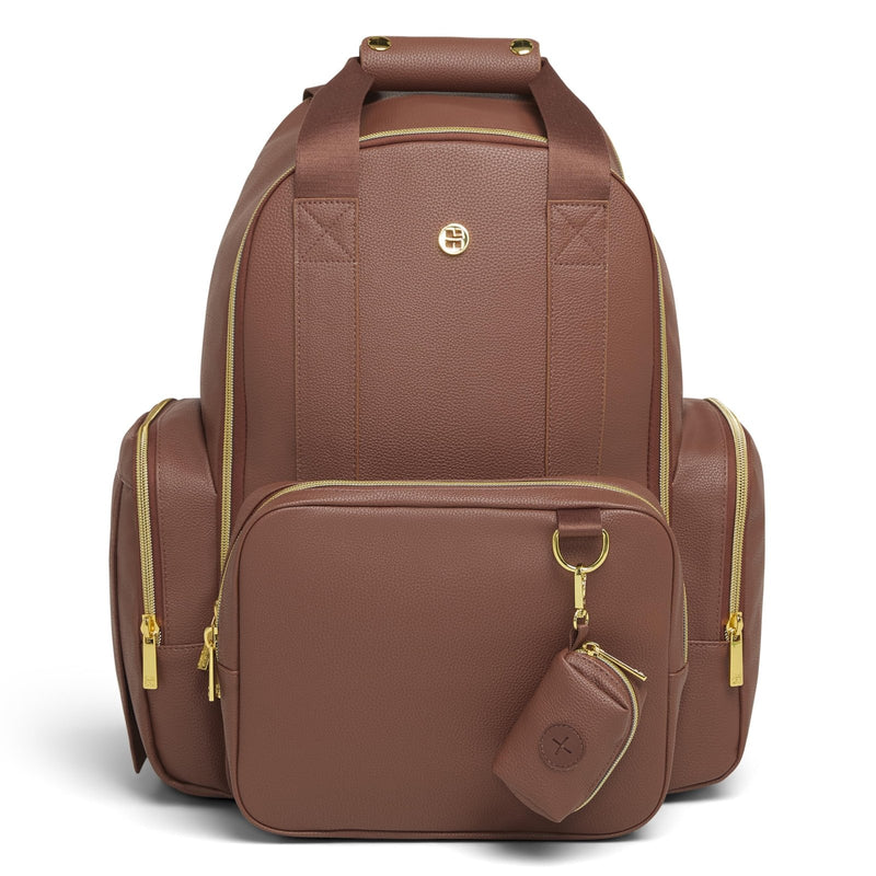 HUGGIES Unisex - adult Signature Hug Pack Diaper Backpack, Cognac Leather, One Size