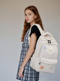 HuiLeo School Backpack for Teen Girls Cute Bookbag for High Middle School College Aesthetic Laptop Back Pack,Beige