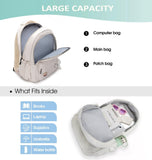 HuiLeo School Backpack for Teen Girls Cute Bookbag for High Middle School College Aesthetic Laptop Back Pack,Beige