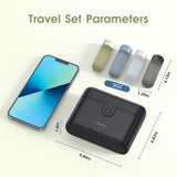 HUITAI Travel Bottles with Case, 4x2oz TSA Approved, Leak - Proof, Press to Unlock, Compact & Portable Travel Toiletries (Black)