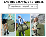 Hulongo 40L/60L/90L Large Waterproof Duffle Bag Backpack for Men, Mens Duffel Backpack Bags for Traveling, Heavy Duty (Green, 60L)