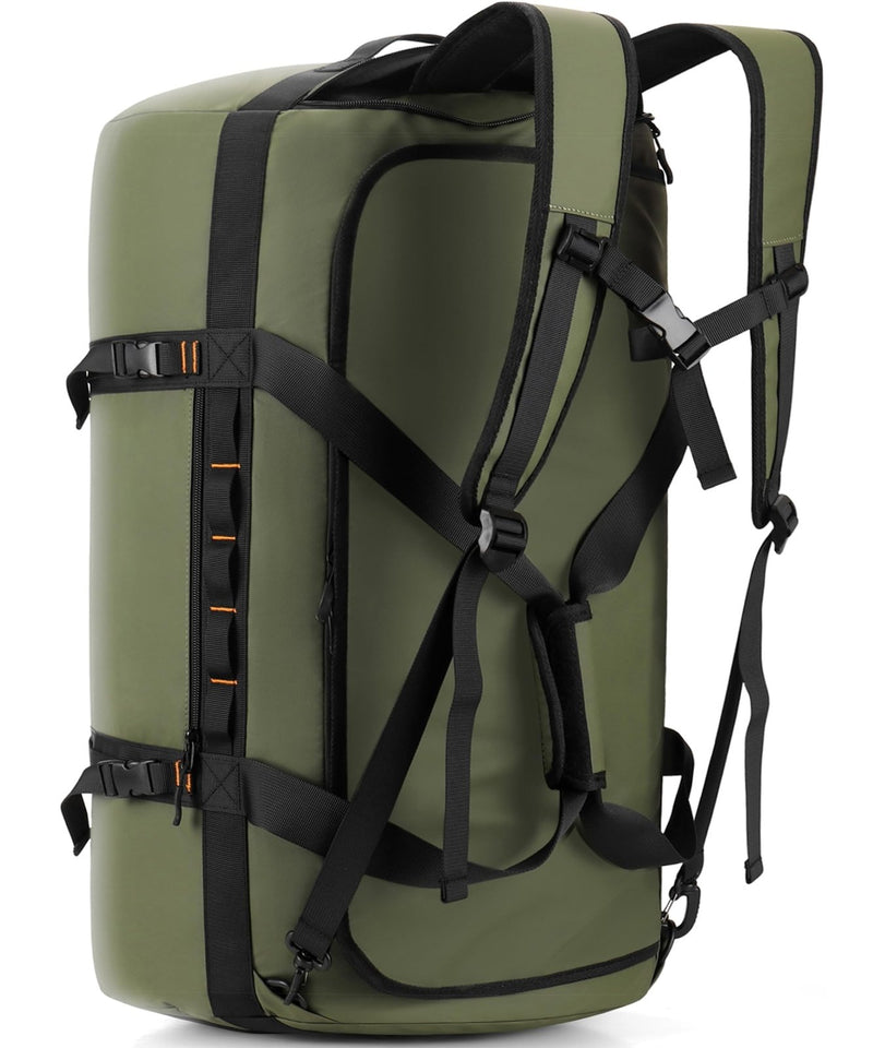 Hulongo 40L/60L/90L Large Waterproof Duffle Bag Backpack for Men, Mens Duffel Backpack Bags for Traveling, Heavy Duty (Green, 60L)