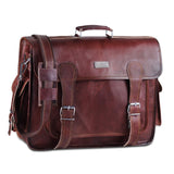 HULSH Brown Leather Messenger Bag For Men 18 Inch Big Women Shoulder Cross Body Brown Laptop Computer Briefcase Bag - Best Vintage Look