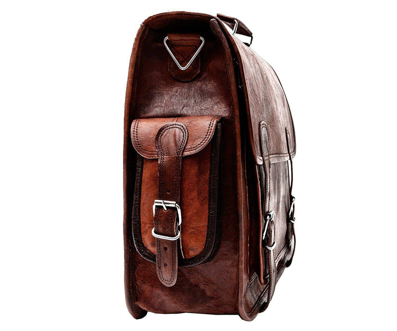 HULSH Brown Leather Messenger Bag For Men 18 Inch Big Women Shoulder Cross Body Brown Laptop Computer Briefcase Bag - Best Vintage Look