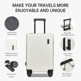 Hulsin Carry on Luggage 22x14x9 Airline Approved, 20 Inch Carry - on Suitcase, Hard Shell Luggage with Spinner Wheels, Hardside Small Rolling Suitcase with TSA Lock for Travel (White, 20 Inch)