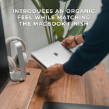 HumanCentric Laptop Riser for Desk in Black Walnut Wood Top and Space Gray Aluminum Base, Compatible with MacBook and Other Laptops Up to 16 Inches, Ergonomic Computer Holder, 25 - Degree Angle Tilt