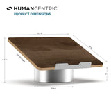 HumanCentric Laptop Riser for Desk in Black Walnut Wood Top and Space Gray Aluminum Base, Compatible with MacBook and Other Laptops Up to 16 Inches, Ergonomic Computer Holder, 25 - Degree Angle Tilt