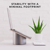 HumanCentric Laptop Riser for Desk in Black Walnut Wood Top and Space Gray Aluminum Base, Compatible with MacBook and Other Laptops Up to 16 Inches, Ergonomic Computer Holder, 25 - Degree Angle Tilt