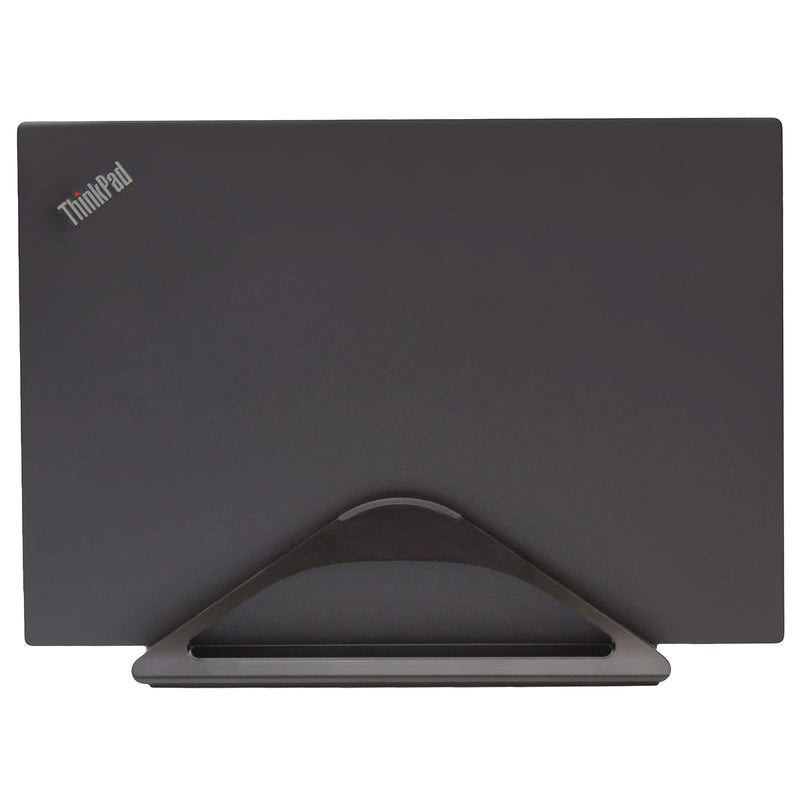 HumanCentric Vertical Laptop Stand for Desks in Matte Black, Upright Adjustable Holder to Dock Apple MacBook Stand, and Other Laptops to Organize Work & Home Office, Automatic Grip