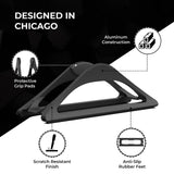HumanCentric Vertical Laptop Stand for Desks in Matte Black, Upright Adjustable Holder to Dock Apple MacBook Stand, and Other Laptops to Organize Work & Home Office, Automatic Grip