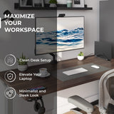 HumanCentric Vertical Laptop Stand for Desks in Matte Black, Upright Adjustable Holder to Dock Apple MacBook Stand, and Other Laptops to Organize Work & Home Office, Automatic Grip