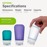 humangear GoToob+ (Medium) | Refillable Silicone Travel Bottle | Locking Lid | Food - Safe Material | Clear, Medium (2.5 fl.oz.; 74ml)