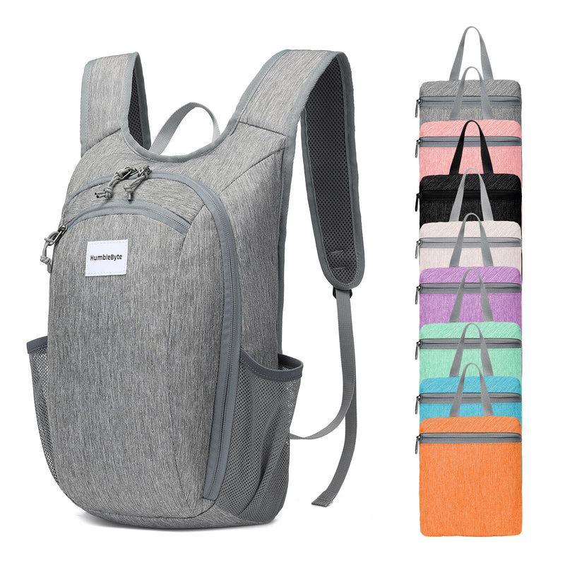 HumbleByte 10L Foldable Lightweight Backpack – Packable Travel Daypack for Hiking, Cycling & Everyday Use – Water - Resistant Travel Bag with Multi - Pocket Design for Women & Men(Gray)