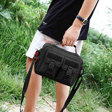 HUNTVP Multifunction Tactical Messenger Bag Nylon Shoulder Briefcase Handbags with USB Port,Black (Black)