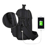 HUNTVP Multifunction Tactical Messenger Bag Nylon Shoulder Briefcase Handbags with USB Port,Black (Black)