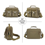 HUNTVP Multifunction Tactical Messenger Bag Nylon Shoulder Briefcase Handbags with USB Port,Brown