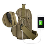 HUNTVP Multifunction Tactical Messenger Bag Nylon Shoulder Briefcase Handbags with USB Port,Brown