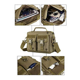 HUNTVP Multifunction Tactical Messenger Bag Nylon Shoulder Briefcase Handbags with USB Port,Brown