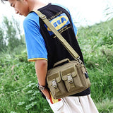 HUNTVP Multifunction Tactical Messenger Bag Nylon Shoulder Briefcase Handbags with USB Port,Brown