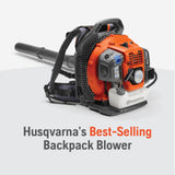 Husqvarna 150BT Gas Leaf Blower, 51 - cc 2.16 - HP 2 - Cycle Backpack Leaf Blower, 765 - CFM, 270 - MPH, 22 - N Powerful Clearing Performance and Ergonomic Harness System, 970466901