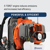 Husqvarna 350BT Gas Leaf Blower, 50.2 - cc 2.1 - HP 2 - Cycle Backpack Leaf Blower with 692 - CFM, 180 - MPH, 21 - N Powerful Clearing Performance and Ergonomic Harness System, Gifts for dad