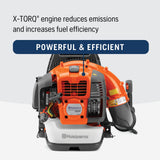 Husqvarna 360BT Gas Leaf Blower, 65.6 - cc 3.81 - HP 2 - Cycle Backpack Leaf Blower with 890 - CFM, 232 - MPH, 30 - N Powerful Clearing Performance and Load - Reducing Harness, Gifts for Men