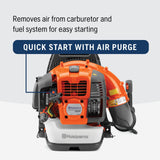 Husqvarna 360BT Gas Leaf Blower, 65.6 - cc 3.81 - HP 2 - Cycle Backpack Leaf Blower with 890 - CFM, 232 - MPH, 30 - N Powerful Clearing Performance and Load - Reducing Harness, Gifts for Men
