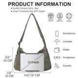 Huwzder Canvas Messenger Bag Large Satchel Bag Travel Hobo Bag Casual Tote Shoulder Bag for Women and Men (Black)