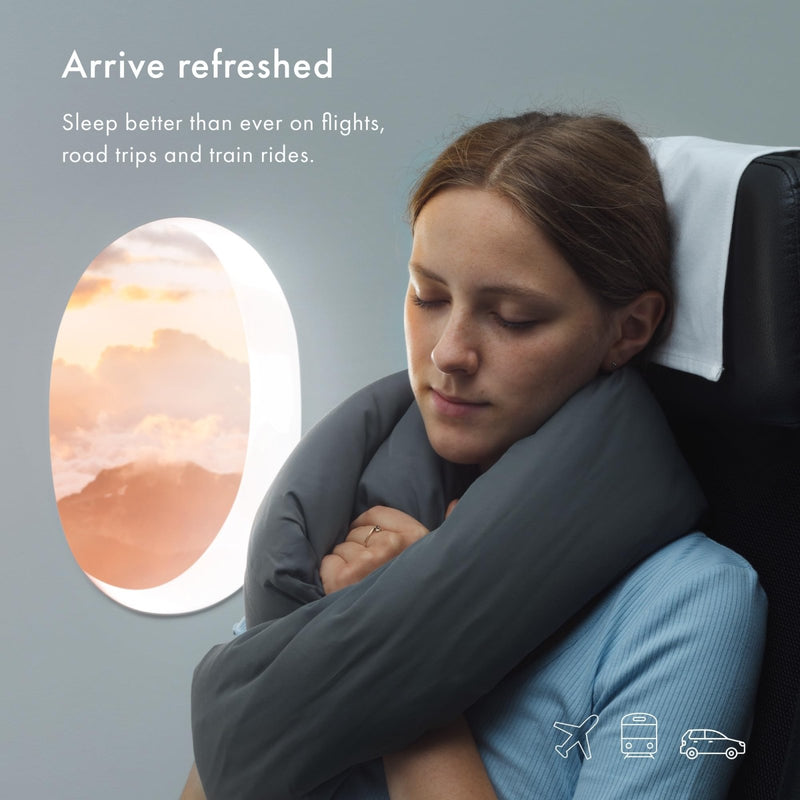 Huzi Infinity Pillow - Home Travel Soft Neck Scarf Support Sleep (Grey)