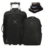 Hynes Eagle 2 in 1 Travel Backpack 22 inches Carry on Luggage 63L Rolling Backpack for Men Women with Packing Cubes 3PCS Set Black