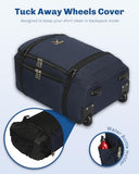 Hynes Eagle Rolling Backpack 42L Backpack with Wheels Airline Approved Carry on Luggage Laptop Travel Suitcase Bag for Women Men Dark Blue