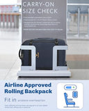 Hynes Eagle Rolling Backpack 42L Backpack with Wheels Airline Approved Carry on Luggage Laptop Travel Suitcase Bag for Women Men Dark Blue
