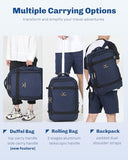 Hynes Eagle Rolling Backpack 42L Backpack with Wheels Airline Approved Carry on Luggage Laptop Travel Suitcase Bag for Women Men Dark Blue
