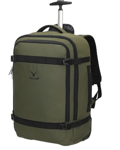 Hynes Eagle Rolling Backpack 42L Backpack with Wheels Airline Approved Carry on Luggage Laptop Travel Suitcase Bag for Women Men Dark | Backpacks4Less