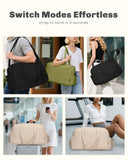 Hynes Eagle Travel Duffel Bag for Women with Toiletry Accessories Pouch Quilted Lightweight Overnight Weekender Carry on Bag with Wet Pocket Large Gym Puffer Tote Bag 31L Camel