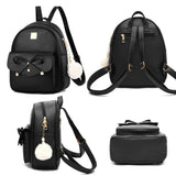 I IHAYNER Girls Bowknot 3 - Pieces Fahsion Leather Backpack Backpack Purse for Women Rucksack for Ladies Shoulder Bag Purple