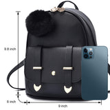I IHAYNER Girls Fashion Mini Backpack Purse for Women Teenage Girls - PU Leather Pompom Shoulder Bag in Purple