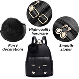 I IHAYNER Girls Fashion Mini Backpack Purse for Women Teenage Girls - PU Leather Pompom Shoulder Bag in Purple