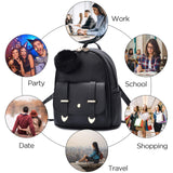 I IHAYNER Girls Fashion Mini Backpack Purse for Women Teenage Girls - PU Leather Pompom Shoulder Bag in Purple
