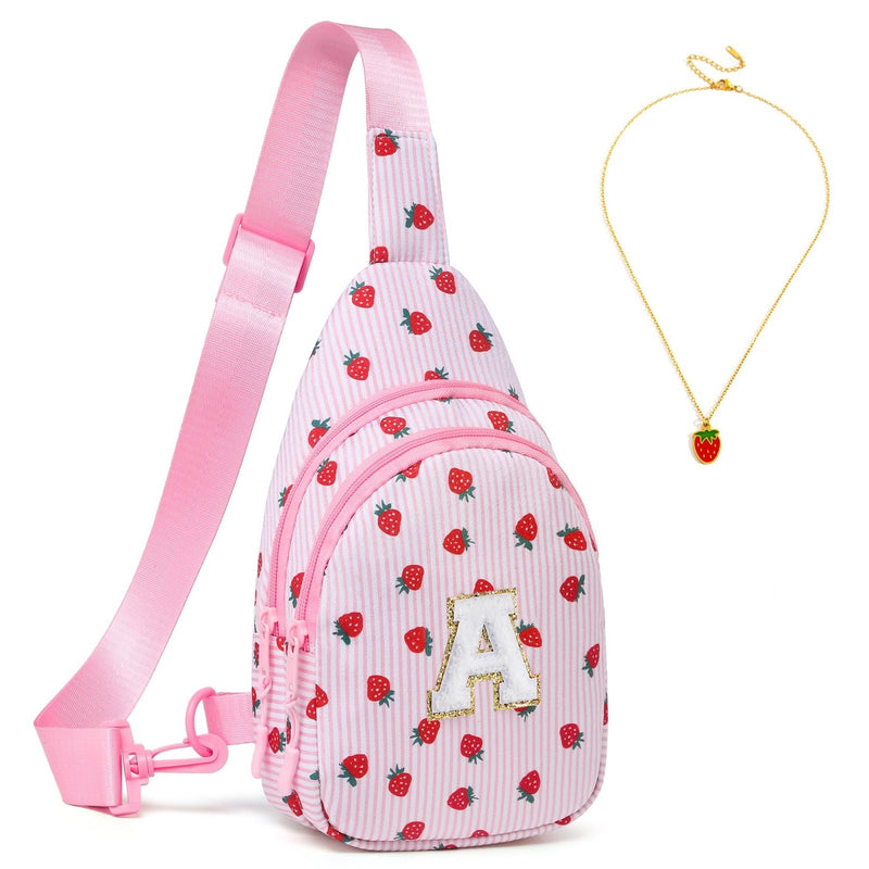 I IHAYNER Small Initial Sling Bag for Gilrs - Birthday Gifts for 4 5 6 7 8 9 10 11 12 13 Year Old Girls Crossbody Bag Purse Cute Personalized Trends Stuff Fashion Waist Pack Pink - A