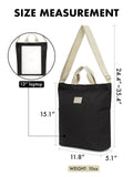 I WAS PLASTIC Recycled Polyester Tote Bag with Zipper and Pockets, Water Repellent, Crossbody Bag. (BLACK)