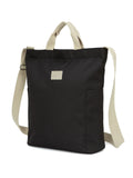 I WAS PLASTIC Recycled Polyester Tote Bag with Zipper and Pockets, Water Repellent, Crossbody Bag. (BLACK)