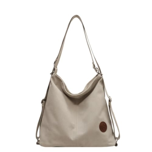 IAMUHI Women Canvas Shoulder Bag Convertible Backpack Casual Crossbody Bag Tote Purse for Daily/Travel/Work,Beige