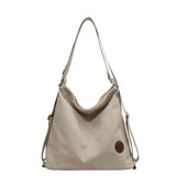 IAMUHI Women Canvas Shoulder Bag Convertible Backpack Casual Crossbody Bag Tote Purse for Daily/Travel/Work,Beige