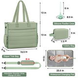 IBFUN Diaper Bag Tote for Baby - Large Baby Bag 4Pcs with Waterproof Changing Pad Pacifier Case, Travel Hospital Mommy Bag
