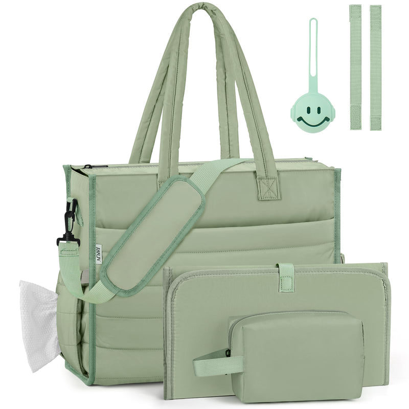 IBFUN Diaper Bag Tote for Baby - Large Baby Bag 4Pcs with Waterproof Changing Pad Pacifier Case, Travel Hospital Mommy Bag