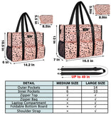 IBFUN Utility Tote Bag with 14 Exterior Interior Pockets Zip Top Teacher Tote Bag for Teacher/Work Women(Medium)