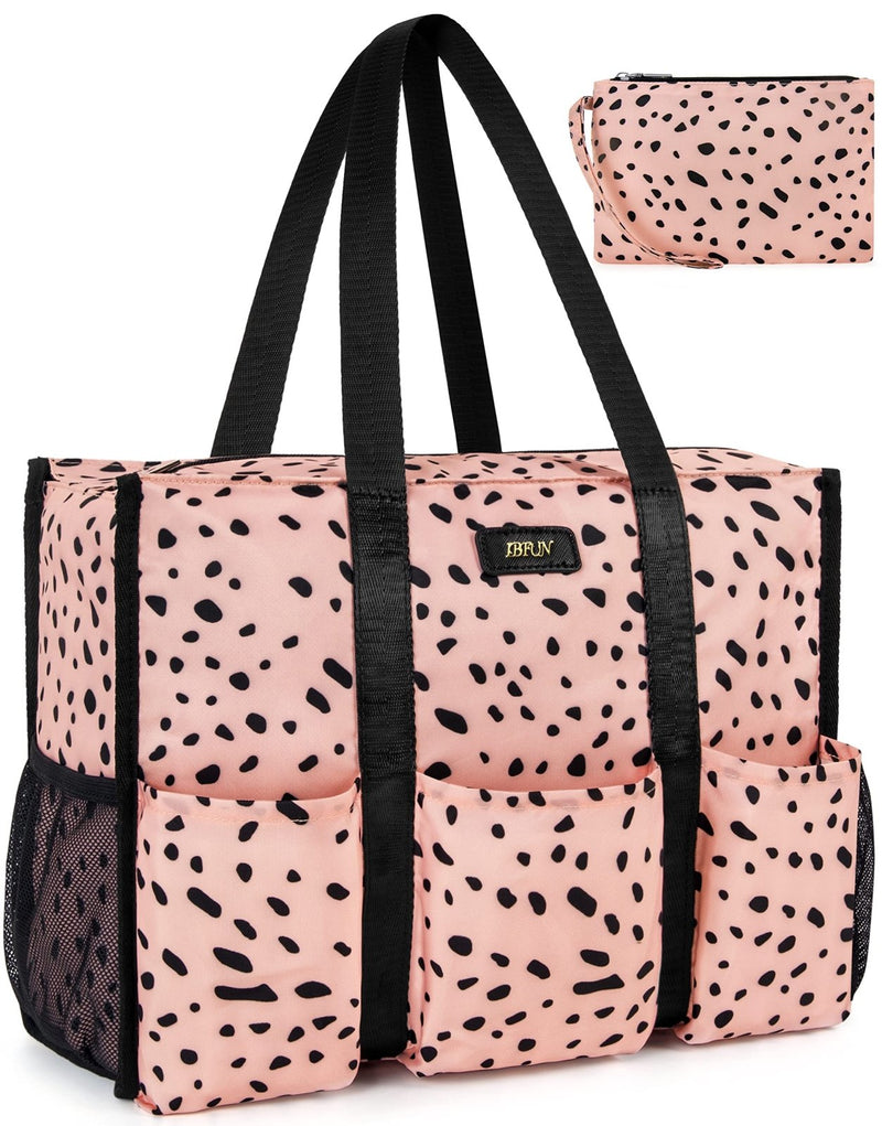 IBFUN Utility Tote Bag with 14 Exterior Interior Pockets Zip Top Teacher Tote Bag for Teacher/Work Women(Medium)