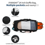 iFARADAY 47L Travel Duffel Bag with Shoe Compartment, Weekender Gym Duffle Bag with Luggage Sleeve & Multiple Pockets for Overnight Trips (Black)